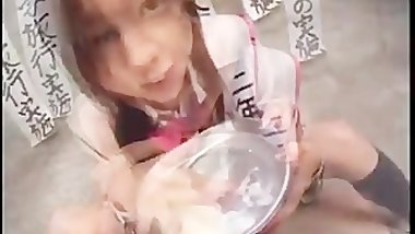 Cum drooling asian bukkake cum play