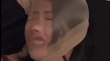 Epic Japanese pantyhose face play !