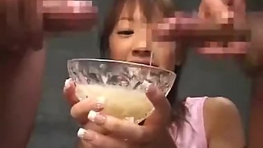 Japanese teenager drinks trophy cup full of cum (partially sped up)