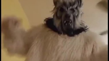 Pigtailed Japanese teen gives her nightmare creature a blowjob