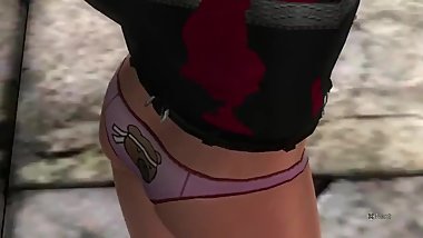 Dead or alive 5 Hitomi can't do anything against windy upskirt panty shots!