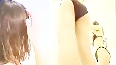 Sexy swimsuit girl changing
