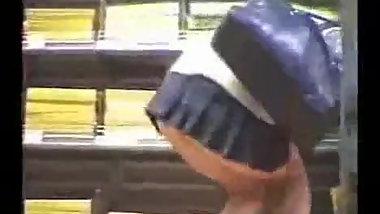 Japanese girl at work in mini skirt