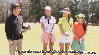 Slut gets fucked as she looses in golf