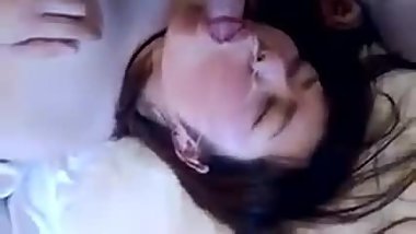 ejaculation for japanese his girlfriend oral cavity