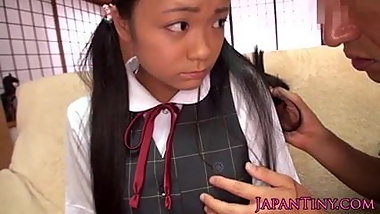 Tiny busty japanese schoolgirl clit stimulated