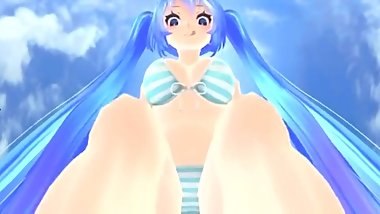 GIANTESS MIKU VORE MMD JAPANESE FEMDOM EATEN BY HATSUNE POV