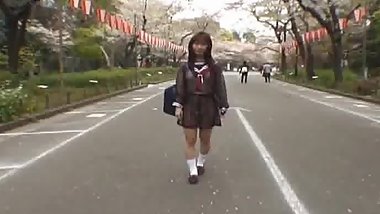 Mikan Cute Asian student flashes her part4
