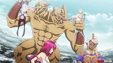 Two headed monster gets a hold of sexy hentai babes  NOT TO BE MISSED
