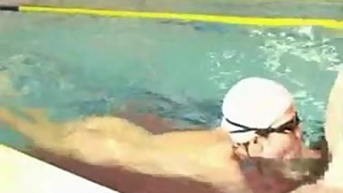 Swimming and blowing in a pool