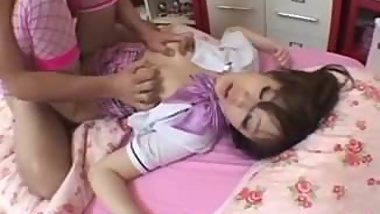 Japanese Teen Awoken From Fuck till Cumshot on Bush