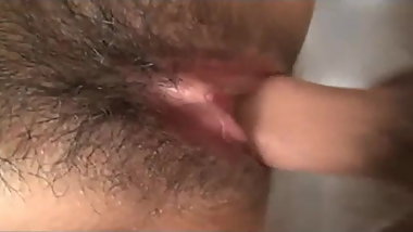 Pretty Busty Japanese MILF's Hairy Cunt Creampied