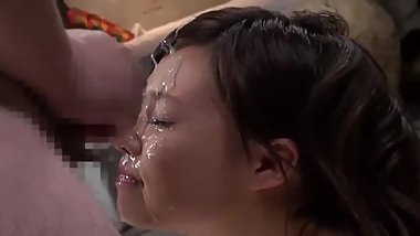 japanese girl recives a lot of facials