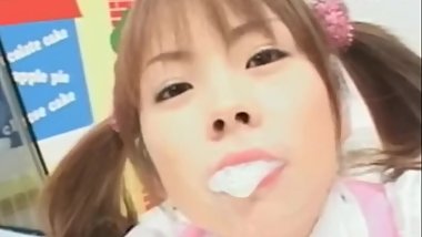 Ran's first blowjob scene with many cocks