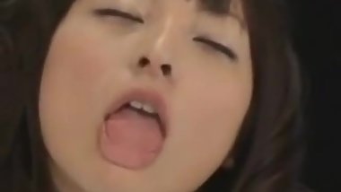 Japanese girl kissing glass