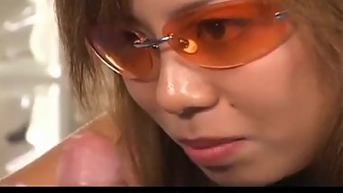 Aya Fujii hot Asian milf in glasses gets pussy poked and gives blowjob