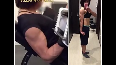 Japanese Milf exploding her biceps veins
