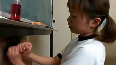 Japanese cutie Itsuki Wakana wanks a hard dick uncensored