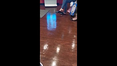 sexy mule flats dangling by japanese girl