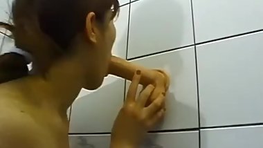 Sensual Ann Kuraki plays with a big dildo